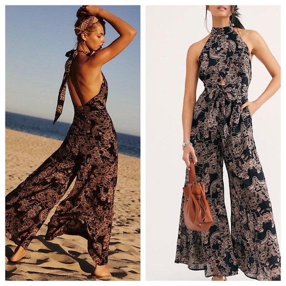 floral backless jumpsuit